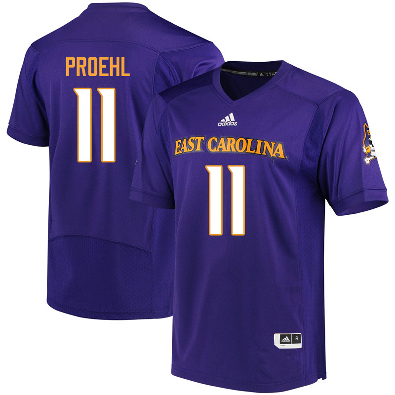 Men #11 Blake Proehl ECU Pirates College Football Jerseys Sale-Purple